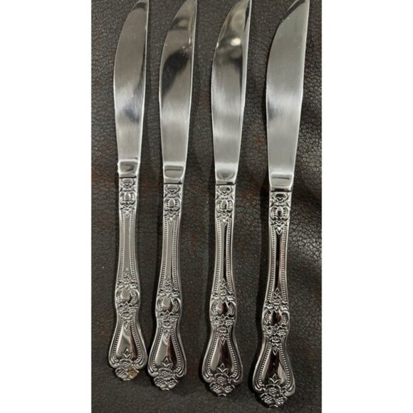 11 Pcs Vtg Rogers Precious Roses 4 Dinner 3 Salad Forks 4 Knives Korea Rose - Picture 4 of 4